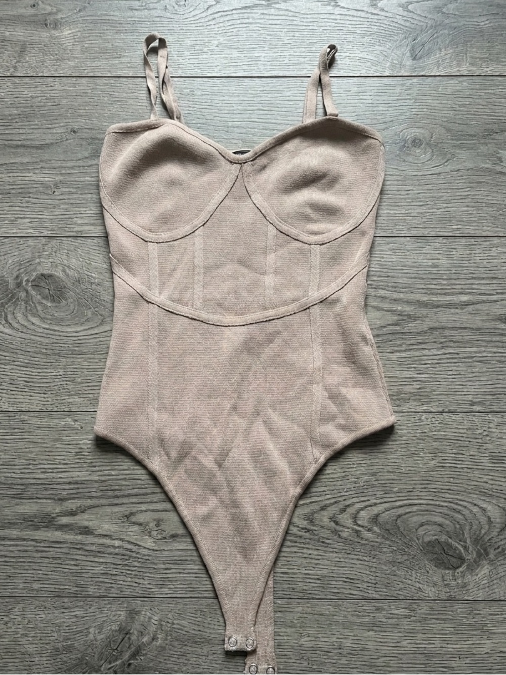 Love Tree Neutral Taupe Bustier Tank - Picture 2 of 4
